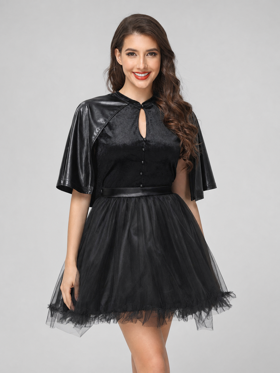Witch Costume: Dress with Full Skirt, Hat, and Gloves