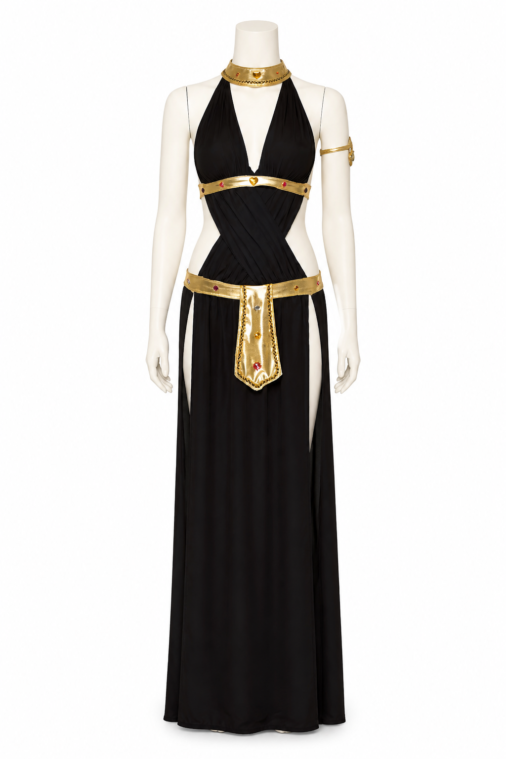 Cleopatra Costume with Gold Jewelry, Black Dress Costume Dresses detail 2
