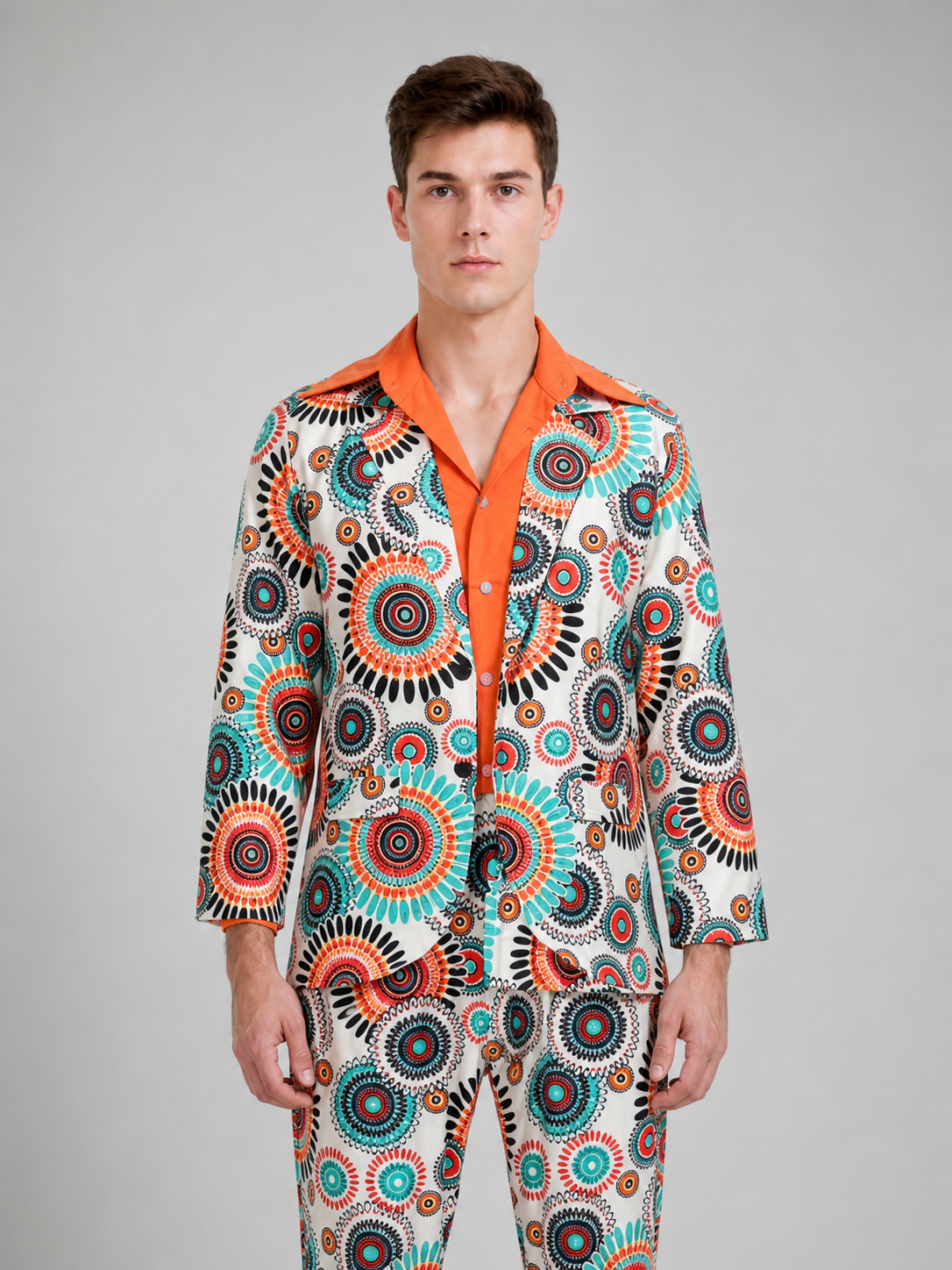 Geometric Print Disco Costume: Shirt and Pants