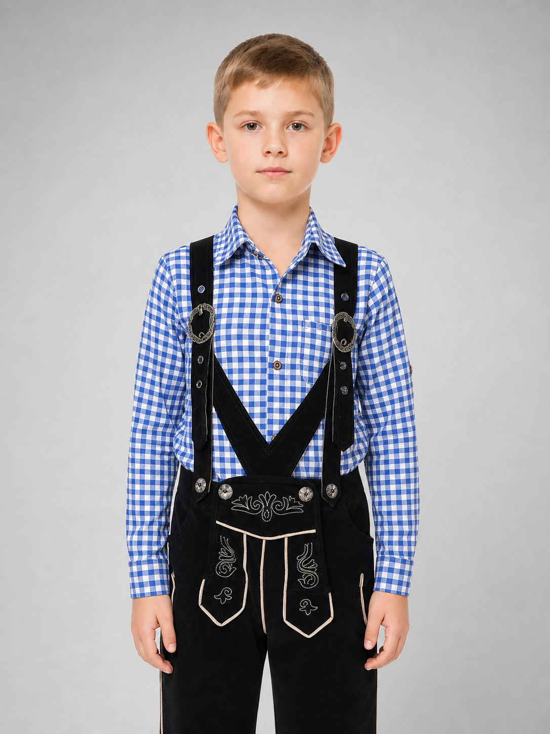Kids' Plaid Suspender Suit for Celebrations