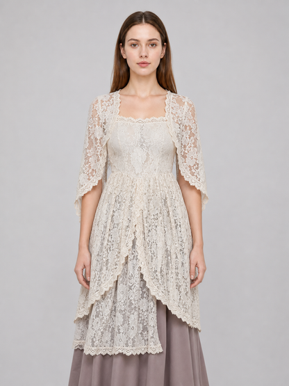 Retro Dress with Lace Head Covering