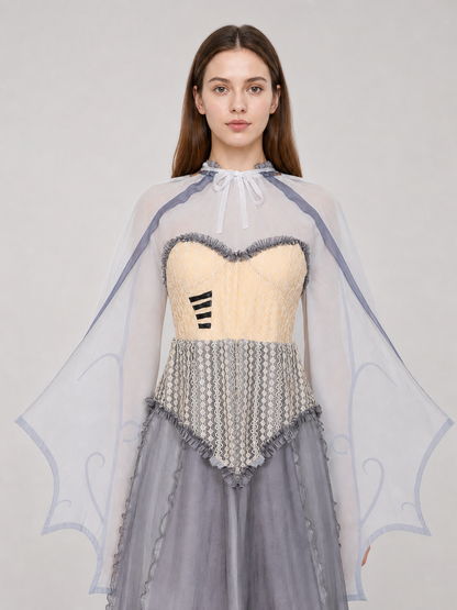 Gothic Vampire Costume with Corset and Cape Costume Capes detail 2