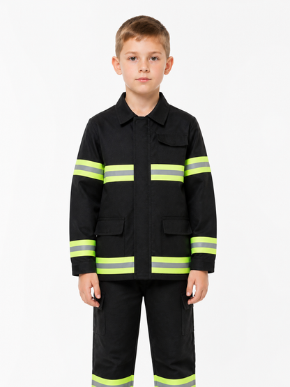 Children’s firefighter costume with reflective stripes