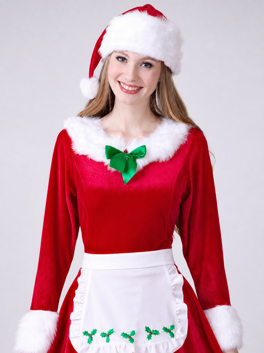New Year's Christmas Costume with White Trim