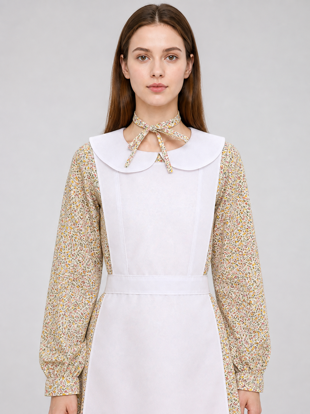 Cosplay Dress with Apron and Floral Print Costume Dresses detail