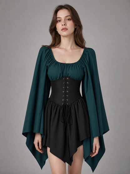 Witch Costume with Corset, Mask, Necklace, and Stockings