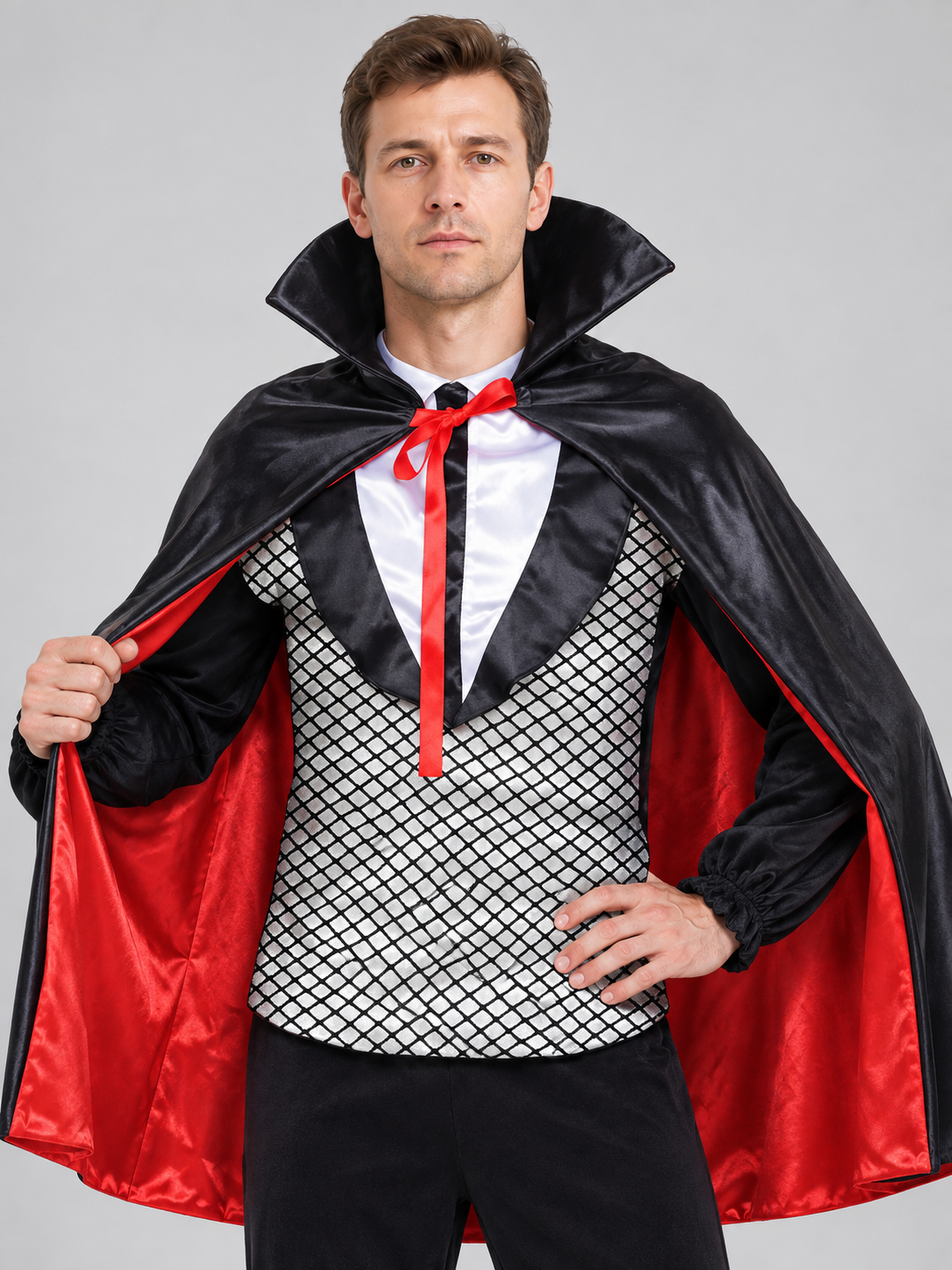 Vampire Costume with Cape and Fangs Costume Capes detail 2