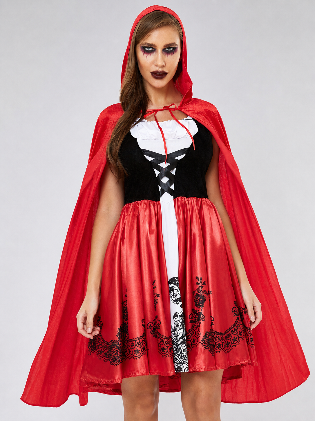 Cosplay Costume: Dress and Red Hooded Cape