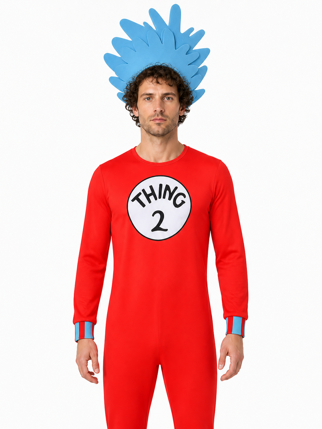 Thing 2 Costume, Jumpsuit with Hat Costume Headwear detail 3