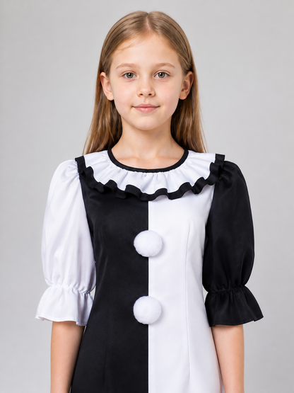 Women's Black-and-White Pom-Pom Cosplay Costume Costumes detail 2