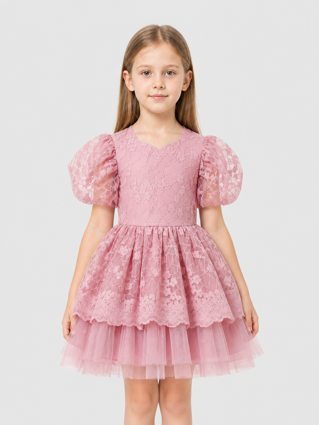 Girls’ Princess Dress with Full Skirt and Lace product detail 3