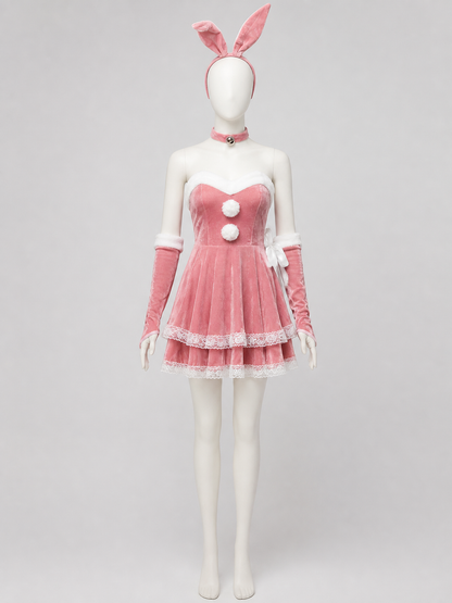 Bunny Costume: Pink Dress, Ears, and Accessories Costume Dresses detail 3