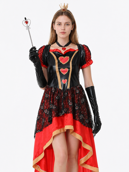 Red and Black Stage Dress with Gold Trim Costume Dresses detail 3