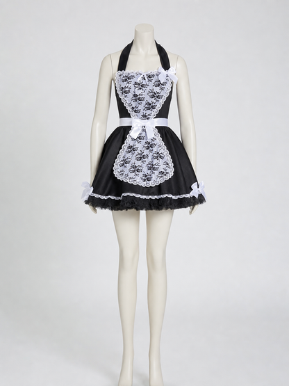 Cosplay Dress with Black-and-White Decor and Apron