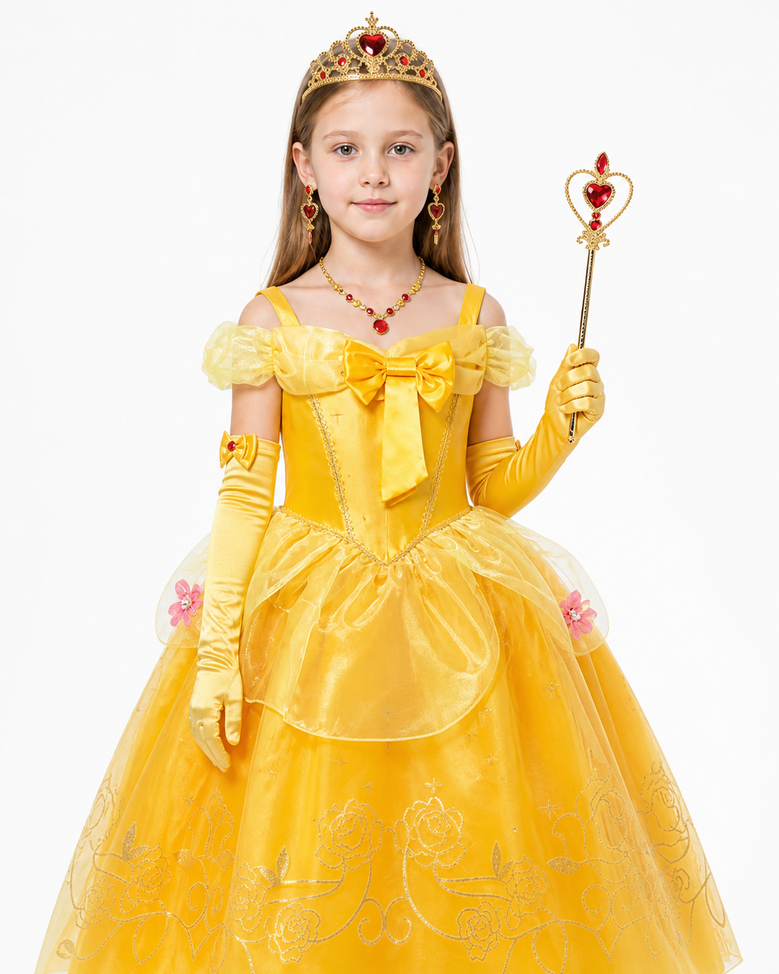 Children’s princess costume with dress, crown, and wand product detail 3
