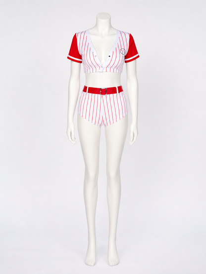 Striped Baseball Outfit: Top and Shorts Costumes detail 2