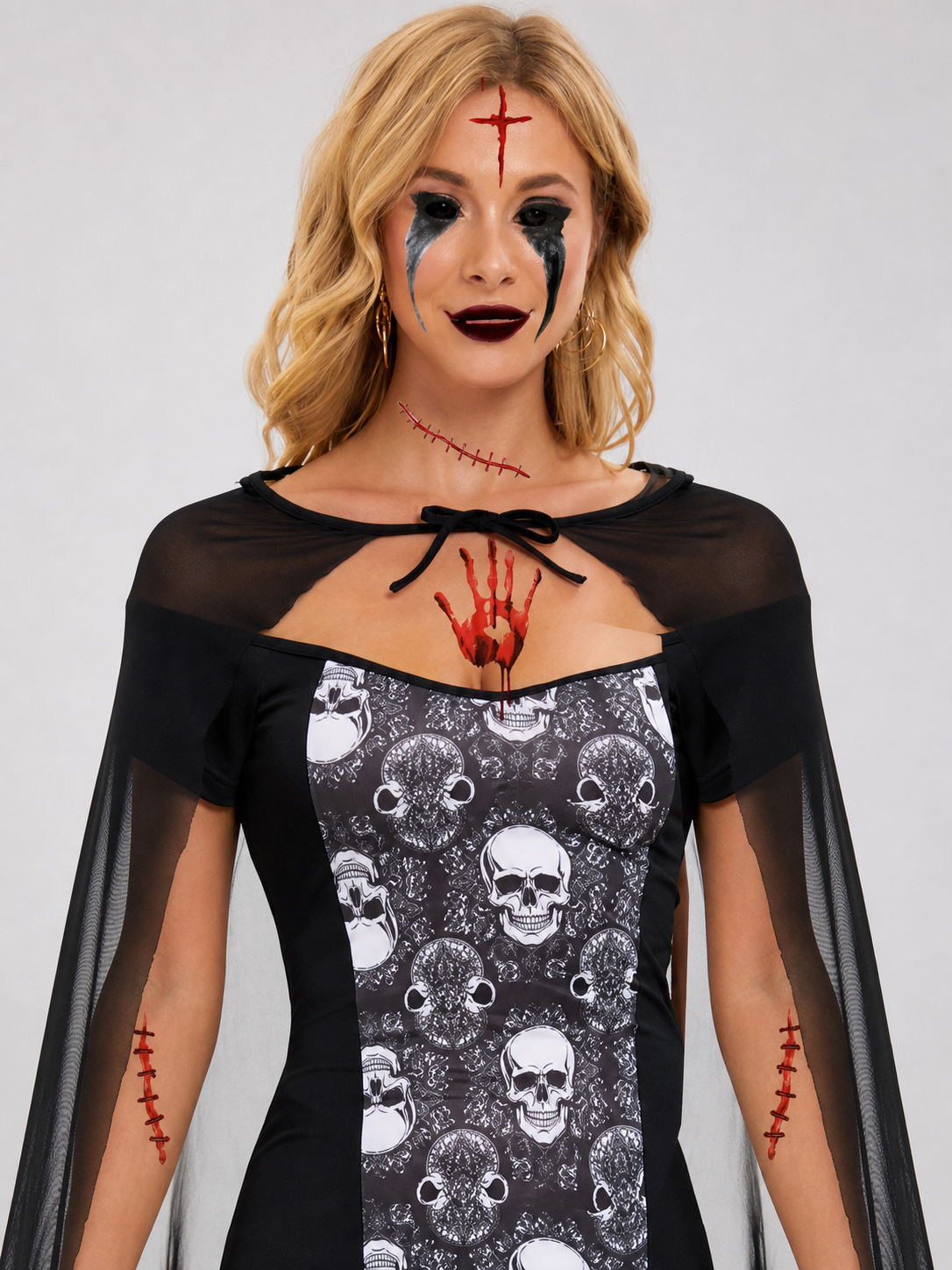 Gothic costume dress with cape for cosplay