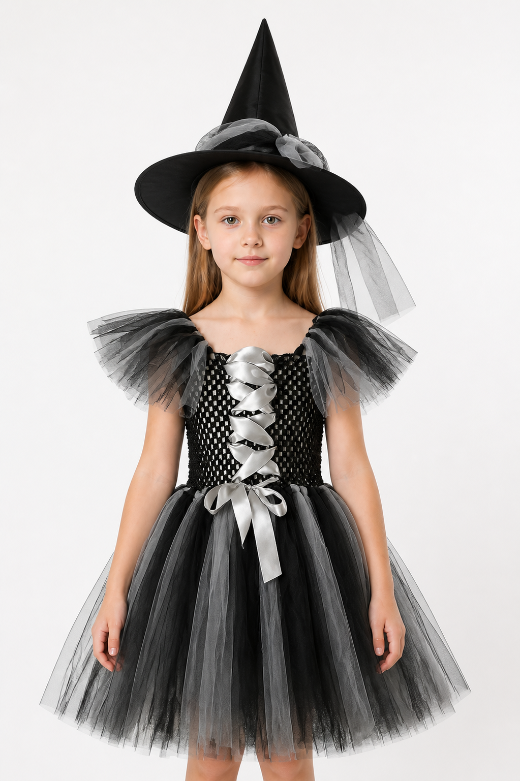 Children's Witch Costume with Full Skirt and Hat Costume Headwear detail 3