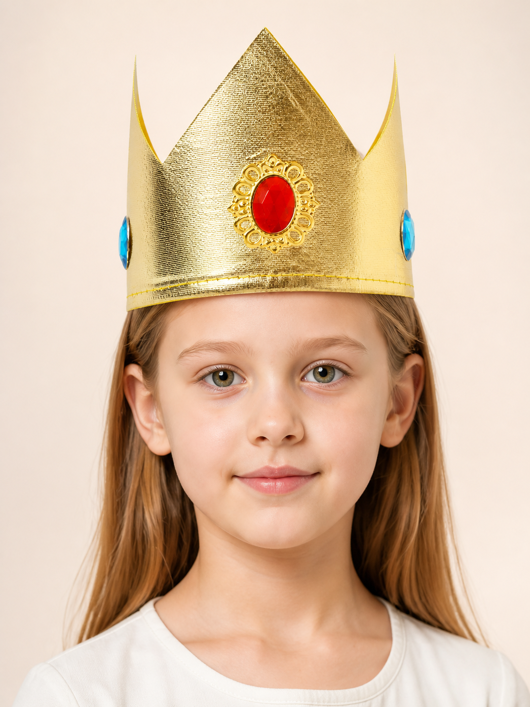 Gold Carnival Crown Headband with Gemstones Costume Headwear detail 2