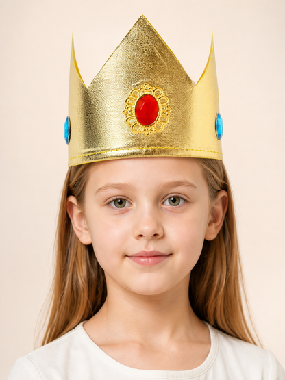 Gold Carnival Crown Headband with Gemstones Costume Headwear detail 2