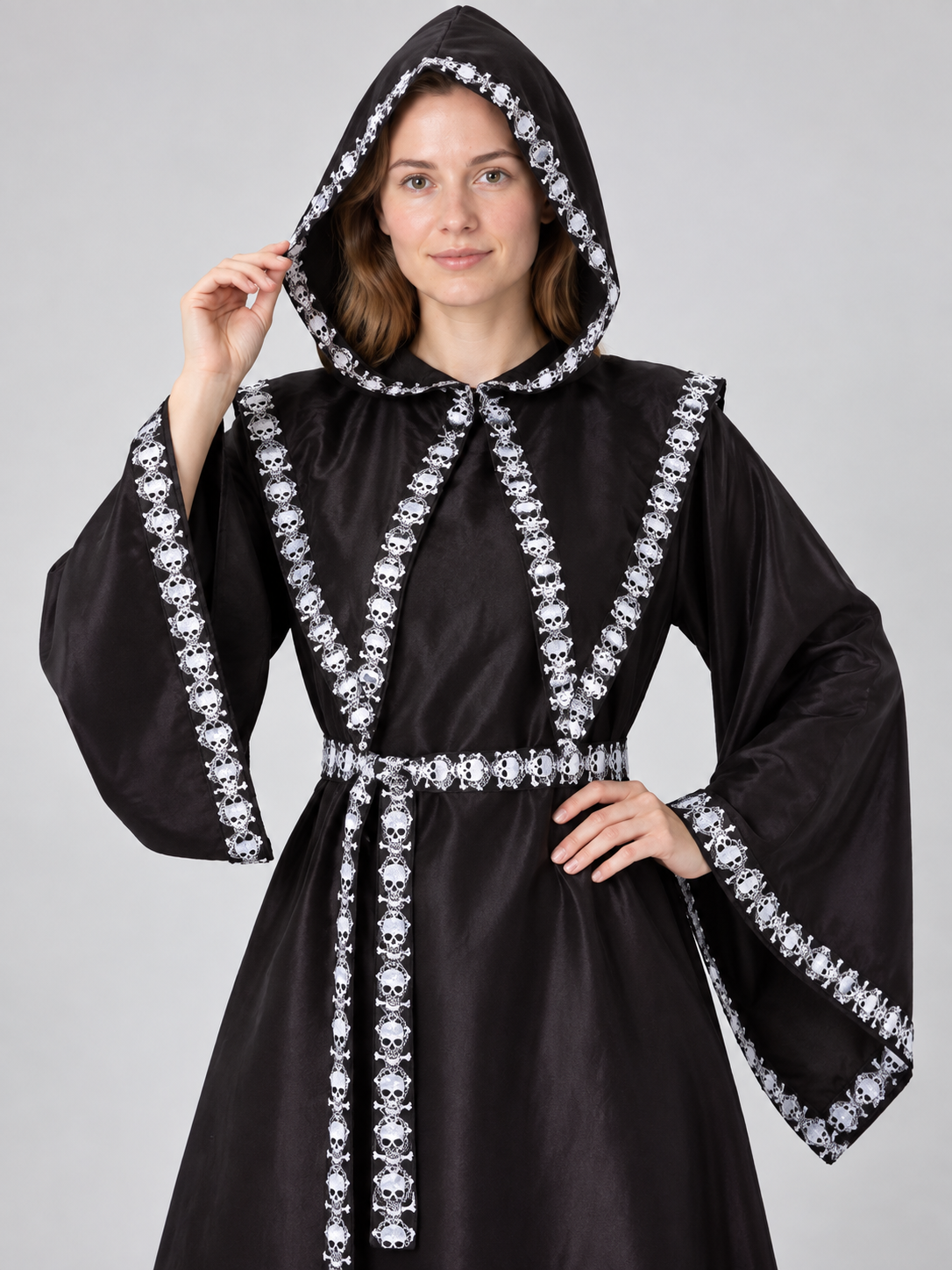 Black Hooded Halloween Costume with Belt