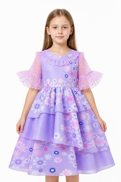 Floral Print Dress with a Full Skirt for Special Occasions Costume Dresses detail 3