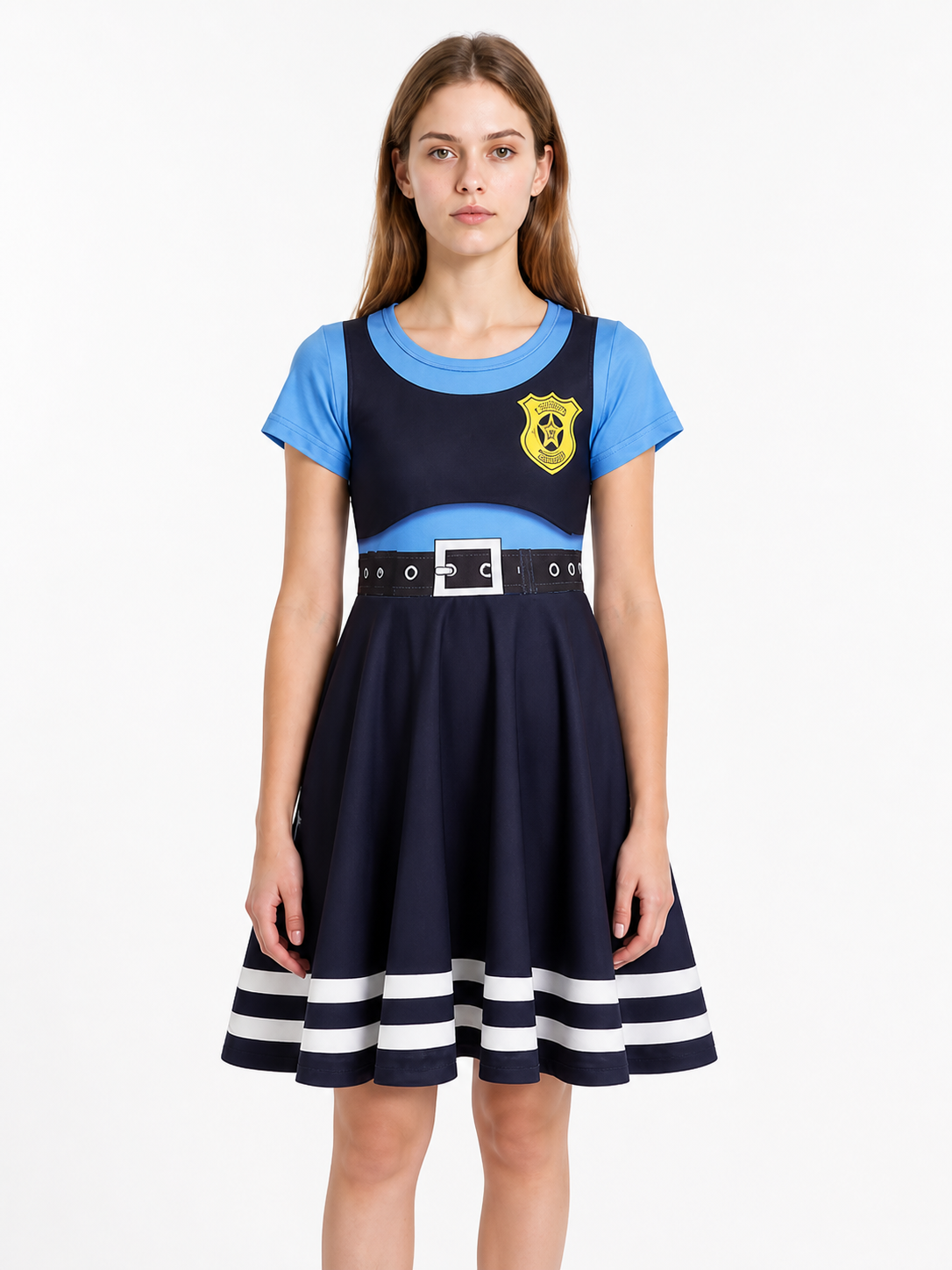 Judy Cosplay Dress with Emblem and Stripes Costume Dresses detail 3