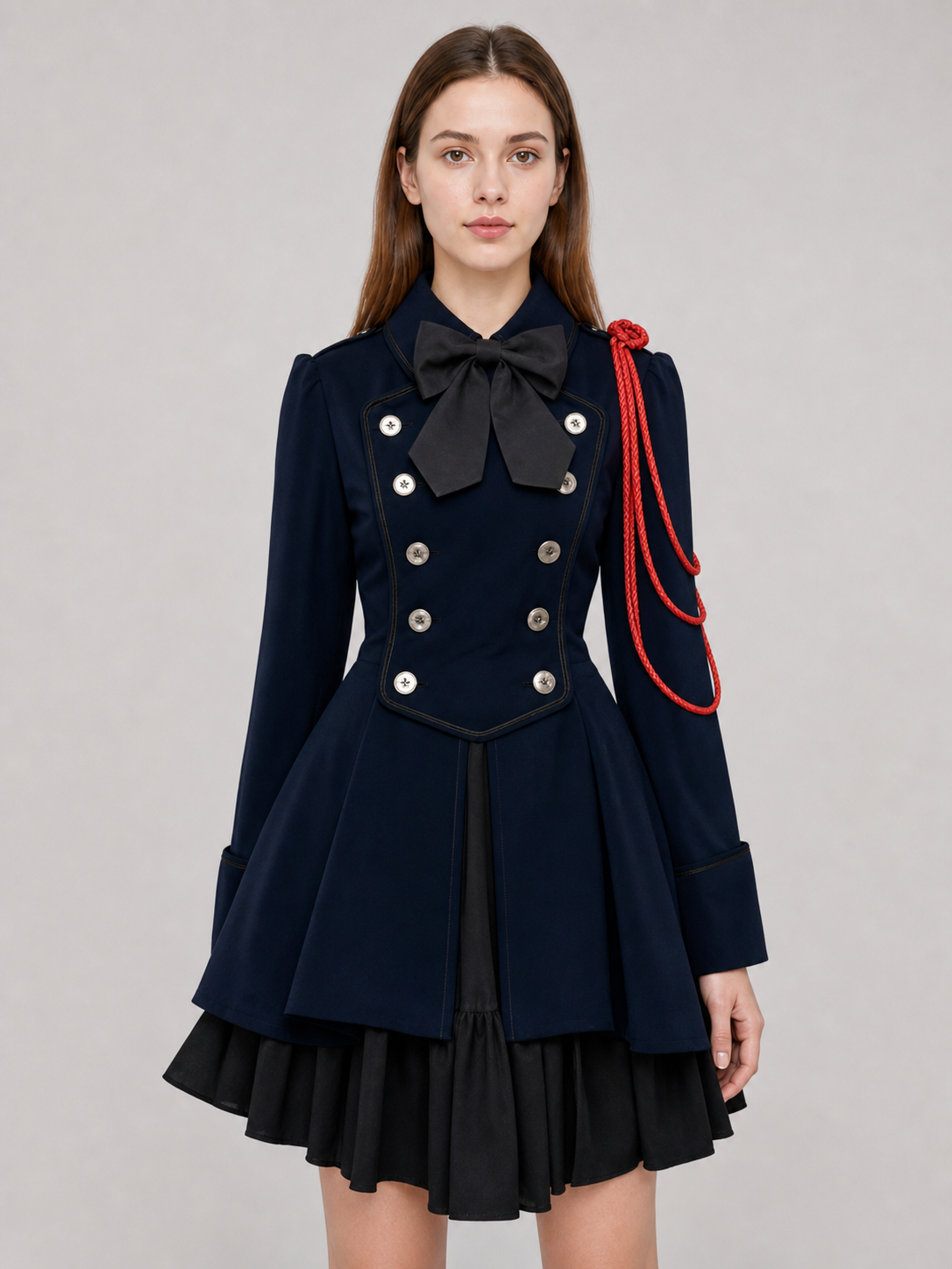 Gothic Steampunk Dress with Bow and Collar