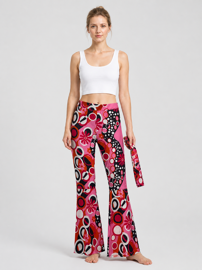 Flare-Leg Pants with a Bright Floral Boho Print product detail 3