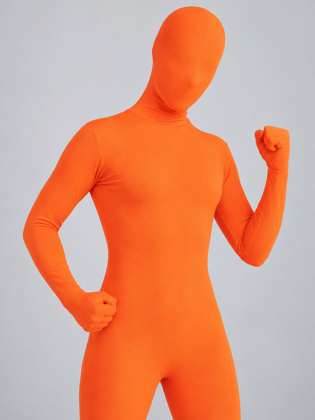 Orange Jumpsuit Costume with Closed Hood Mask
