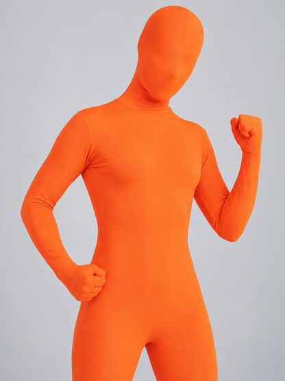 Orange Jumpsuit Costume with Closed Hood Mask