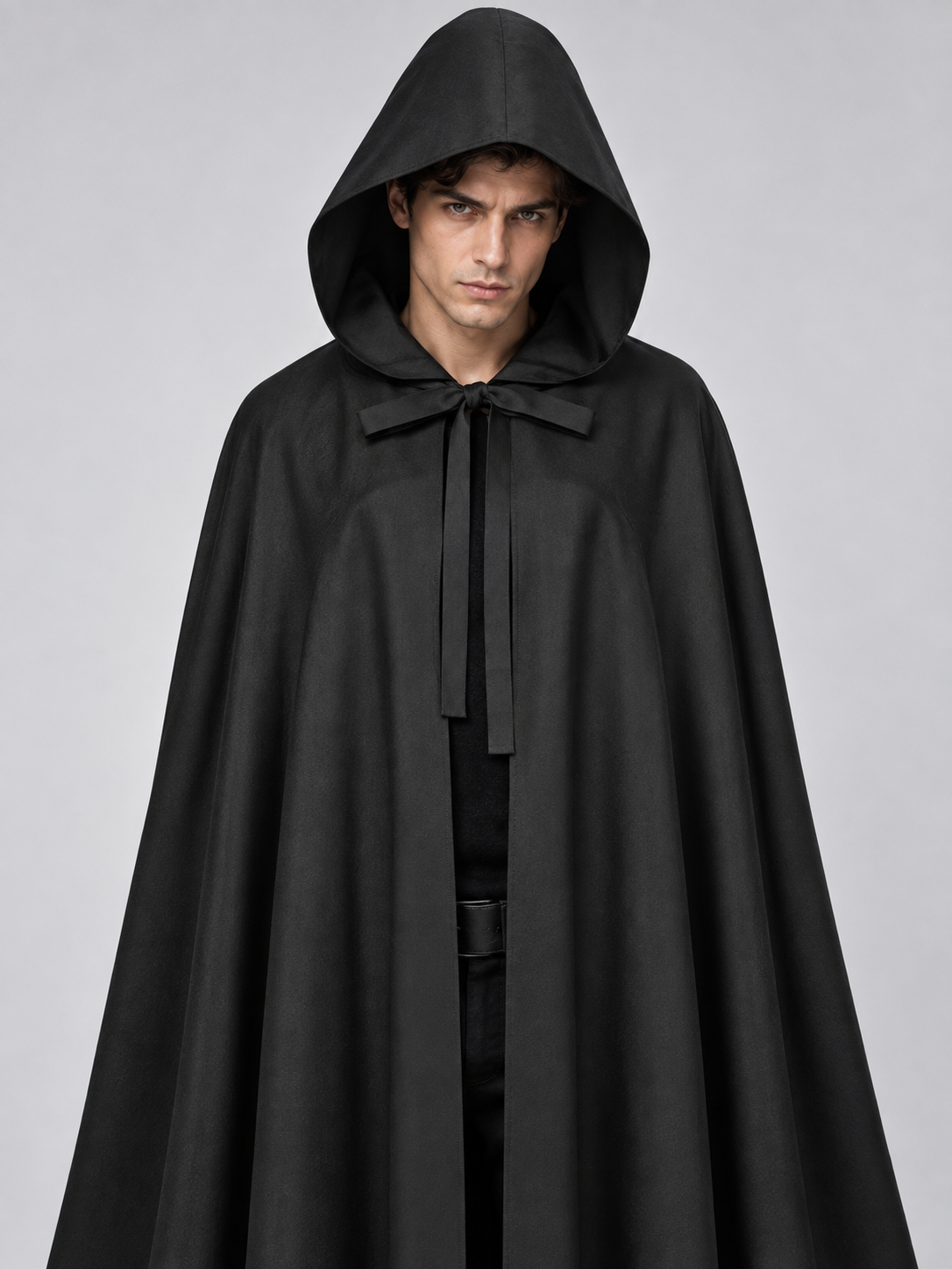 Black Long Sleeveless Hooded Cape