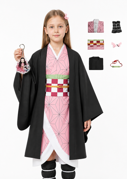 Nezuko Kamado Cosplay Costume with Kimono and Belt Costumes detail 3