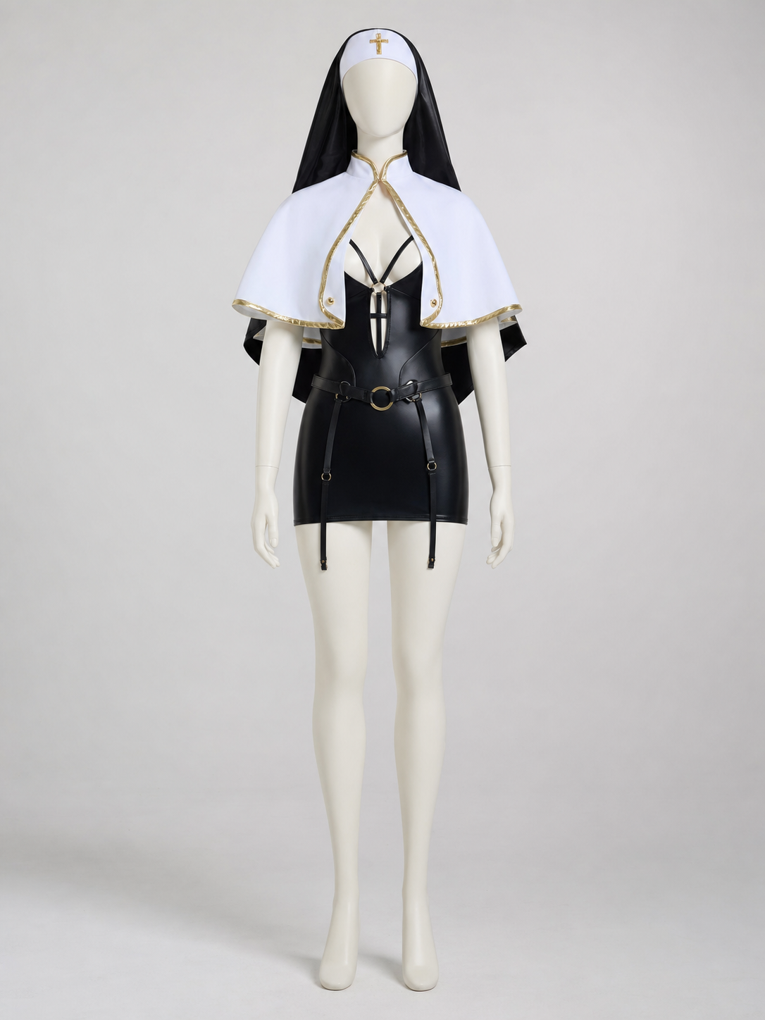 Religious cosplay costume with cape and cross