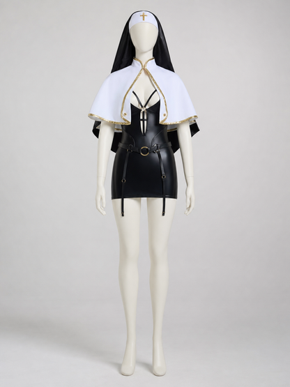 Religious cosplay costume with cape and cross