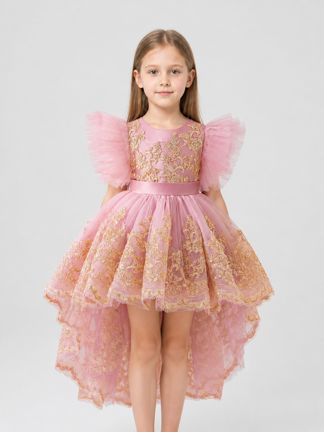 Elegant Full-Skirt Dress with Embroidery and Train for Performances Costume Dresses detail 3