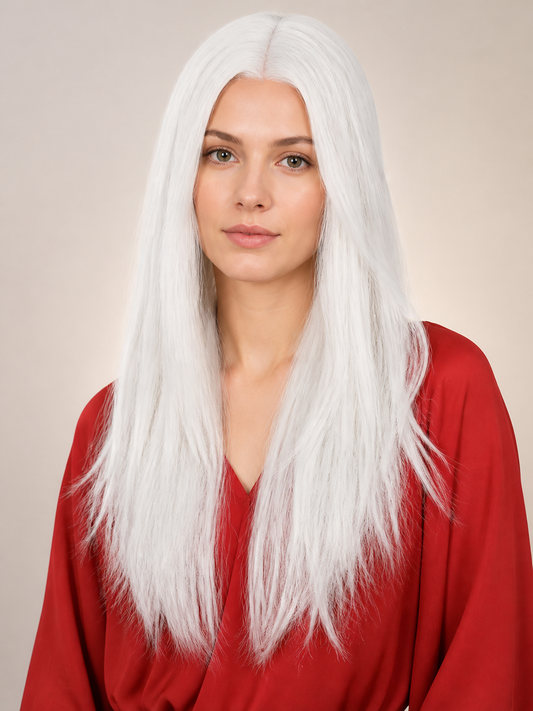 White Long Wig, 75 cm, Straight Hair for Cosplay Costume Wigs detail 2