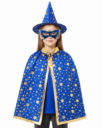 Magical Carnival Costume with Cape, Hat, and Mask Costume Capes detail 3