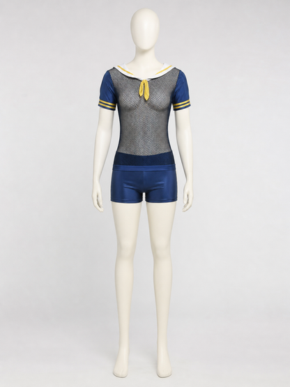 Nautical-Style Mesh Romper Shorts product detail 2