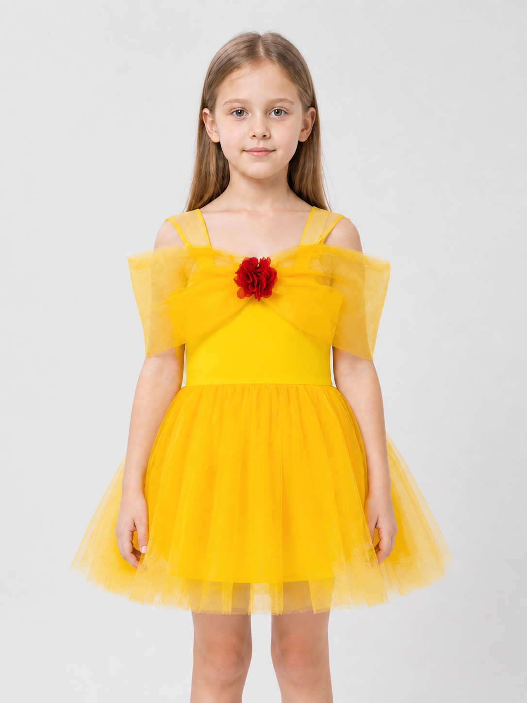 Children's tutu dress, square neckline, flower Costume Dresses detail 3