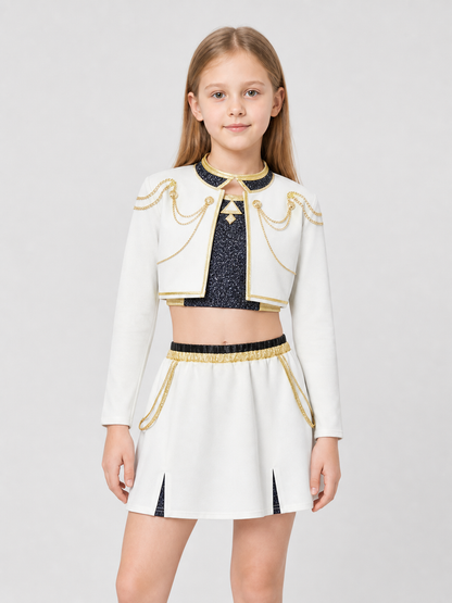 Children’s stage costume, white, black, and gold, 3 pieces product detail 3