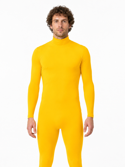 Yellow Tight-Fitting Zentai Jumpsuit with High Collar product detail 3