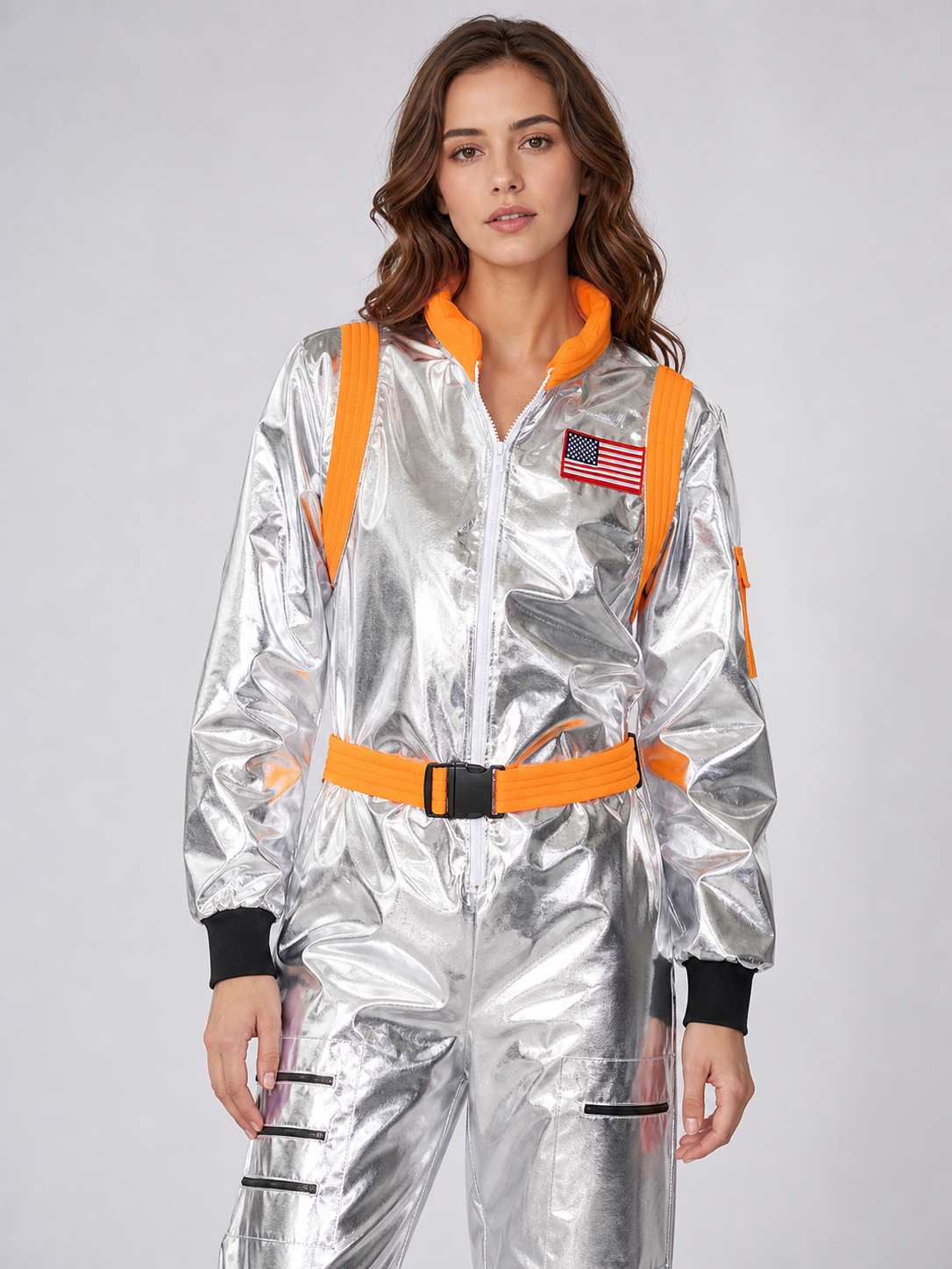 Astronaut Costume, Silver Jumpsuit for Cosplay