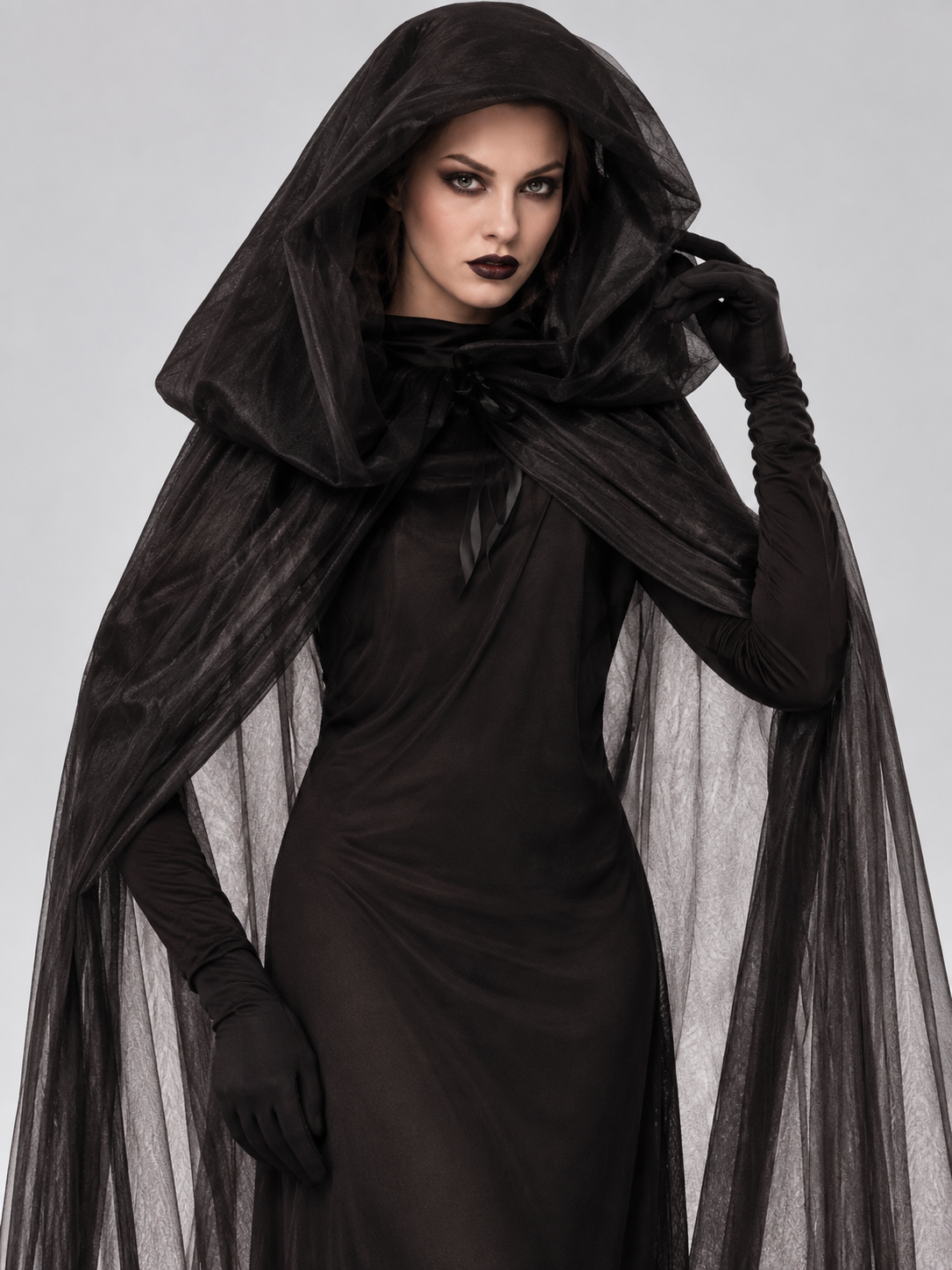 Carnival Witch Costume with Dress, Cape, and Gloves