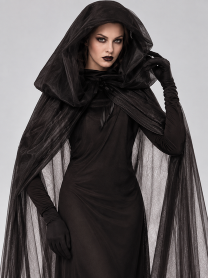 Carnival Witch Costume with Dress, Cape, and Gloves