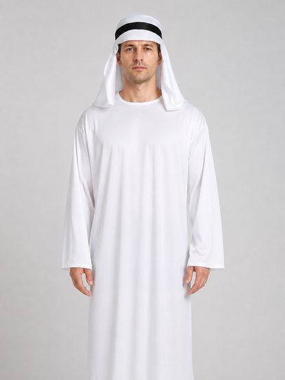 Carnival Costume: White Long Robe and Headwear Costumes detail 3