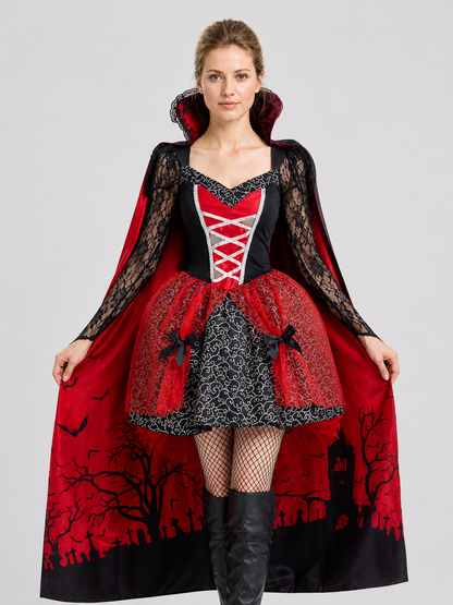 Vampire Costume with Cape, Gothic Dress Costume Dresses detail 3