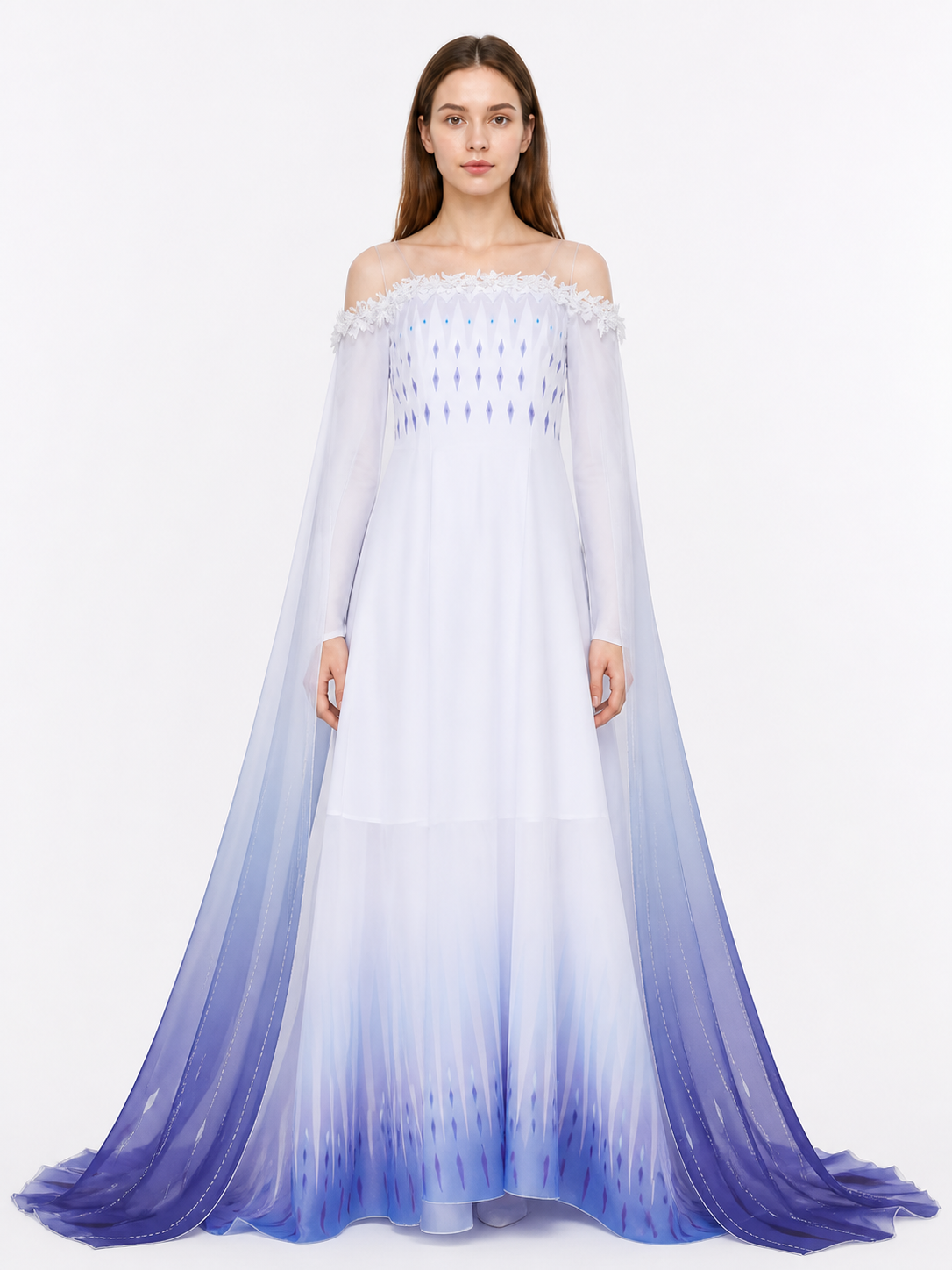 Elsa Gradient Dress with Train for Halloween Costume Dresses detail 2