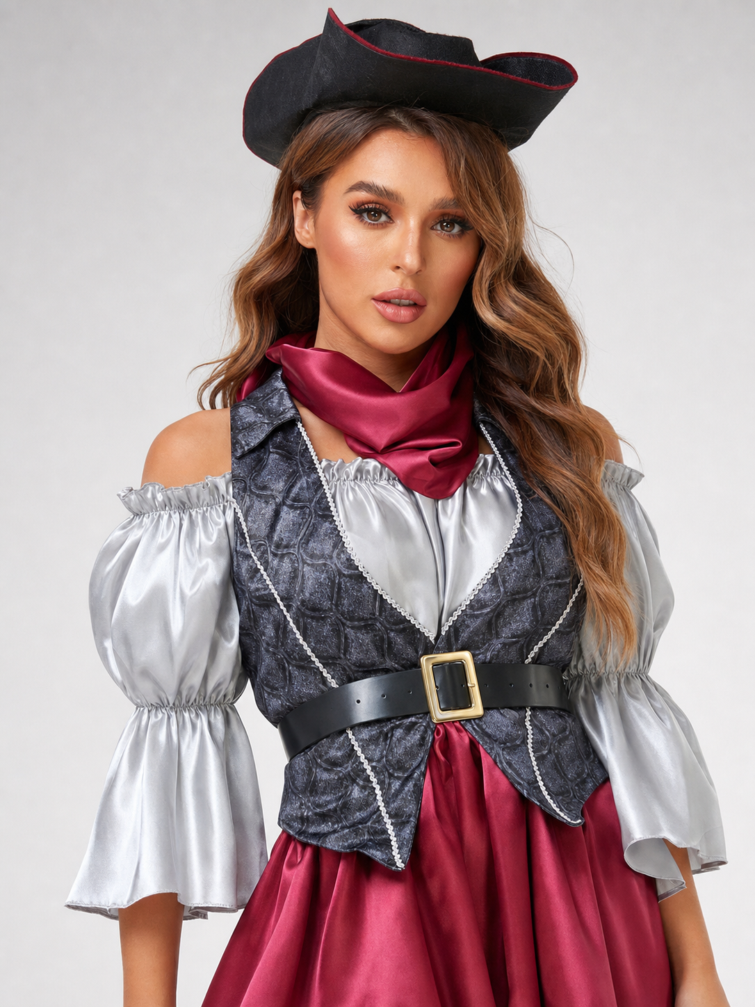 Pirate Costume with Vest and Asymmetrical Skirt