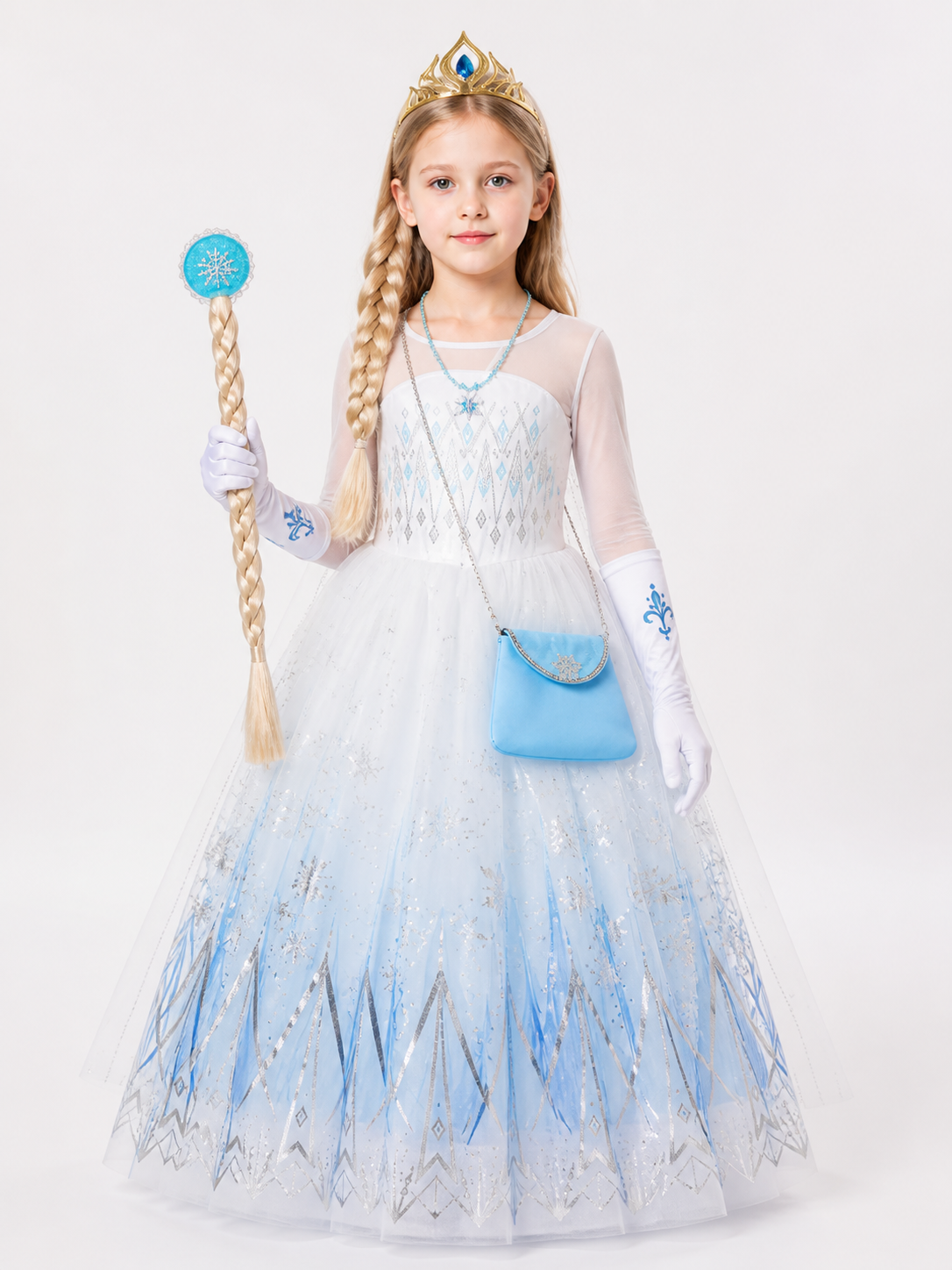 Snow Queen Costume with Dress and Crown Costume Dresses detail 3